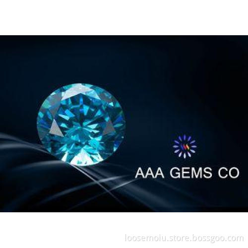 Blue Synthetic Moissanite Round Cut 6.5mm Moissanite Diamon